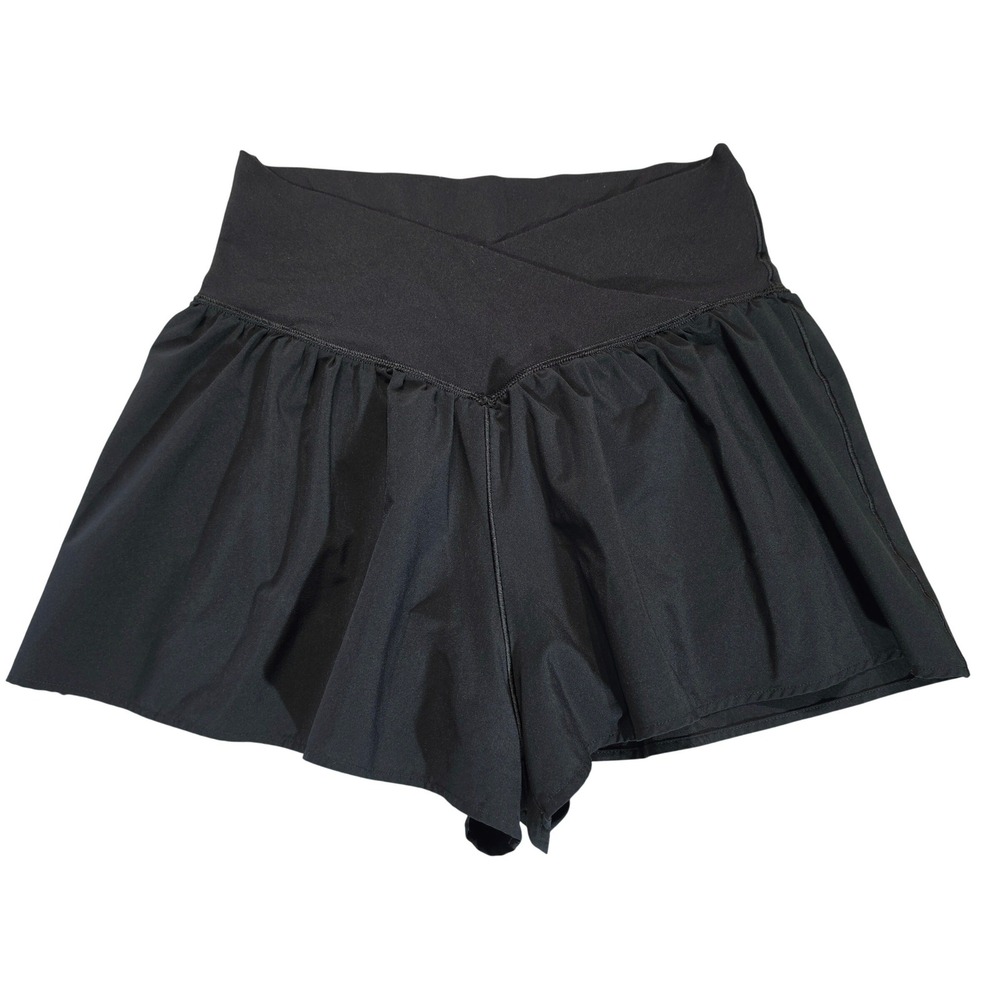 OFFLINE by Aerie Real Me Crossover Flowy Shorts Black Medium Athletic Skort